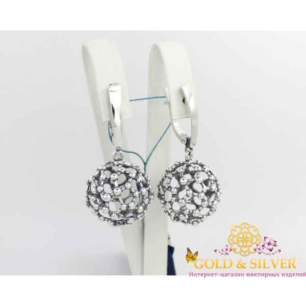 ЖІночі сережки срібні "Молекула" шари без вставок 2423 , Gold & Silver Gold & Silver, Украина